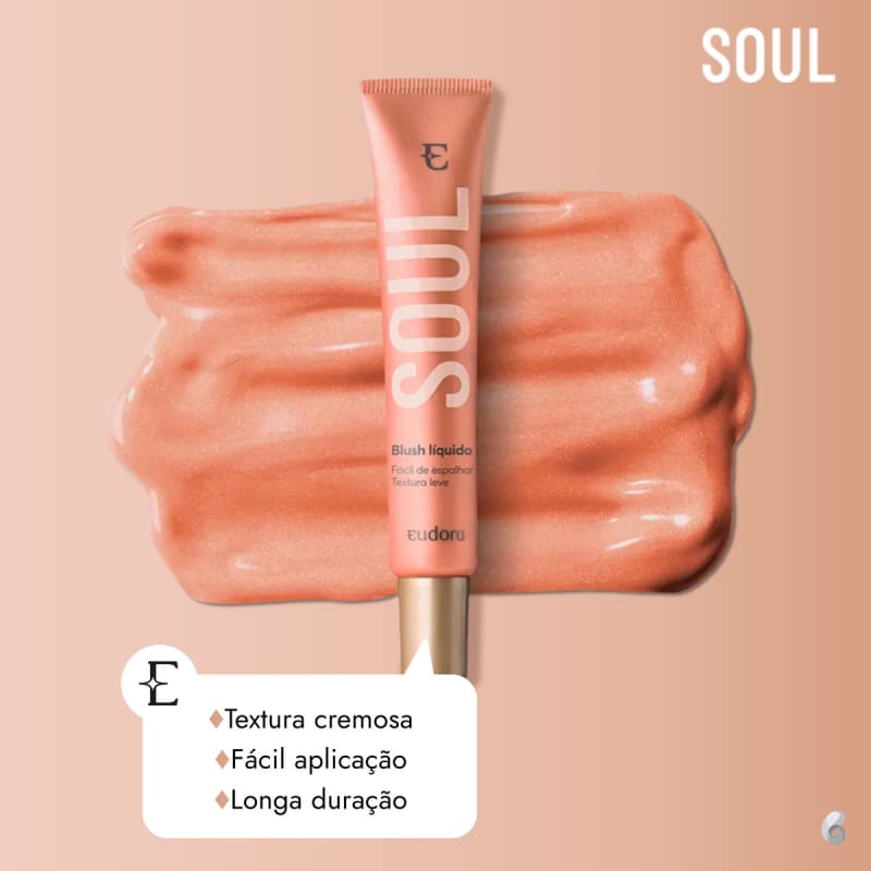 Kit Eudora Soul Máscara para Cílios Turbo 7.0 + Blush Líquido Pêssego (2 Produtos)