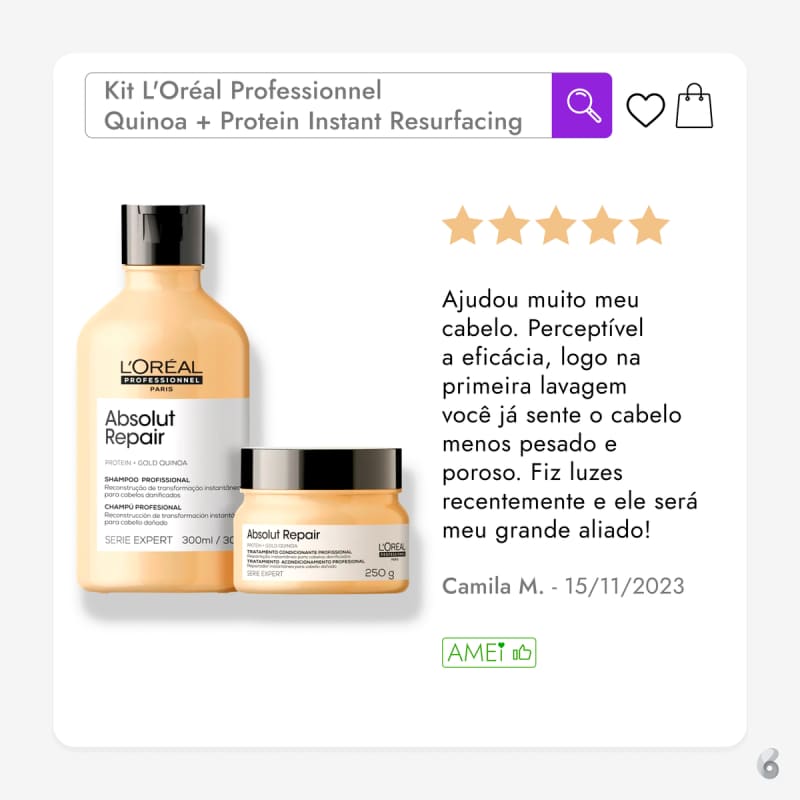 Kit L'Oréal Professionnel Serie Expert Absolut Repair Gold Quinoa + Protein Instant Resurfacing (2 Produtos)